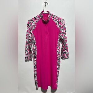 SanSoleil 3/4 Sleeve Dress - Morning‎ Glory - Fuchsia Size X-small